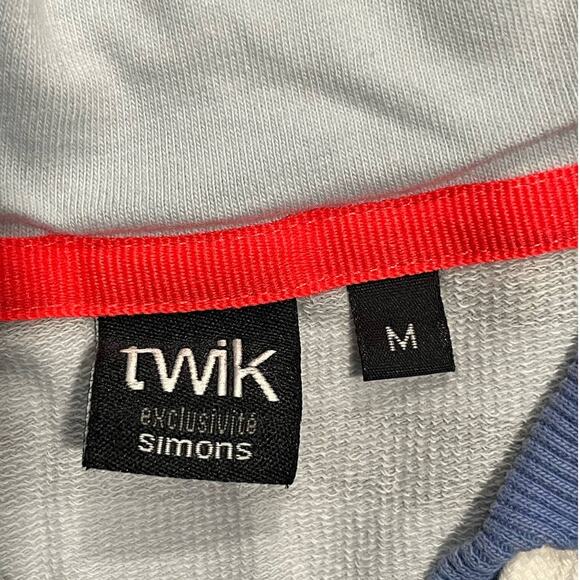 Twik by Simons Womens Medium Striped Pullover Hoodie Sweatshirt Blue Black White - Picture 6 of 9